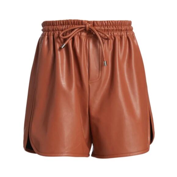 NEW A.L.C Ryder Faux-Leather Shorts Russet - Picture 2 of 11